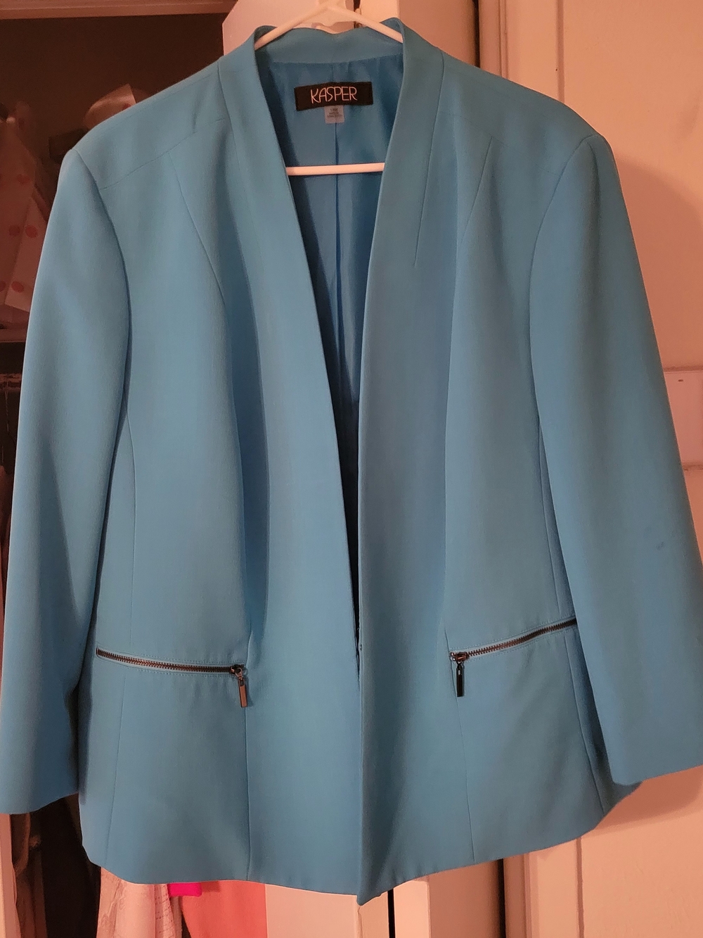 Kasper Women's Light Blue Open-Front Blazer Jacket